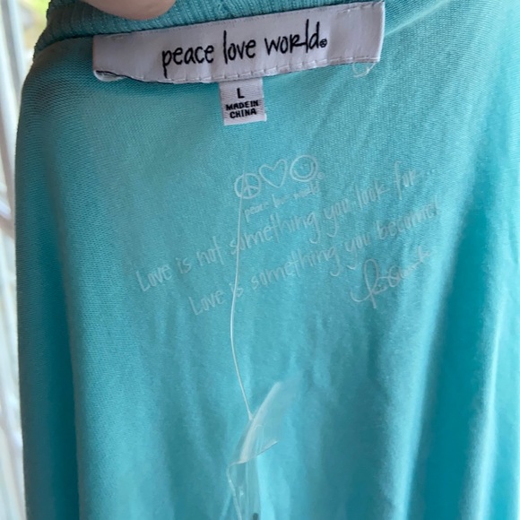 NWOT L PEACE LOVE WORLD AQUA CARDIGAN POCKETS - Picture 5 of 15